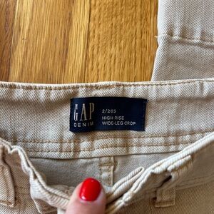 GAP Denim High Rise Wide-Leg Crop in Beige